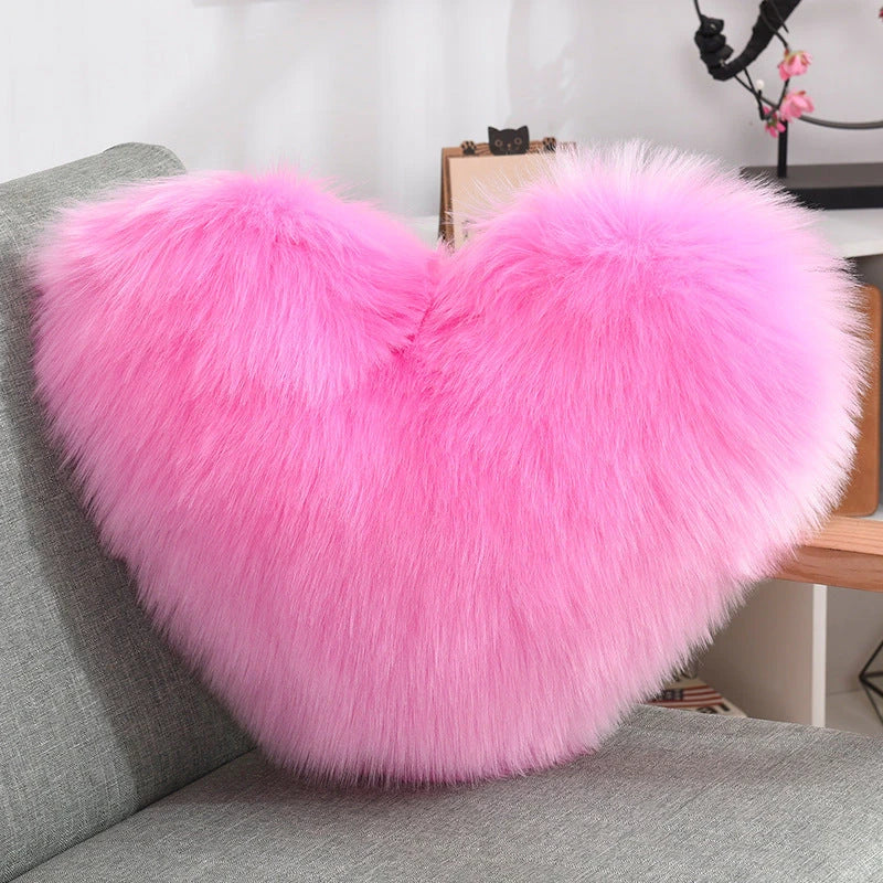 Soft, plush heart-shaped decorative throw pillow covers in various colors for living room and bedroom decor