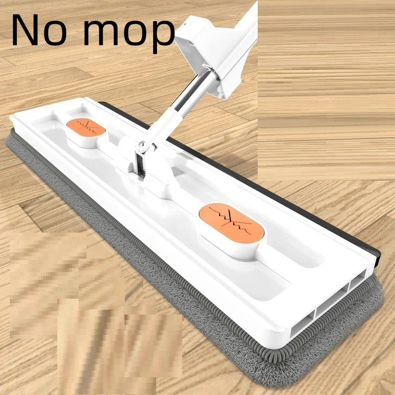 A premium 360° rotating flat mop with a stainless steel handle, suitable for cleaning various flooring types in homes.