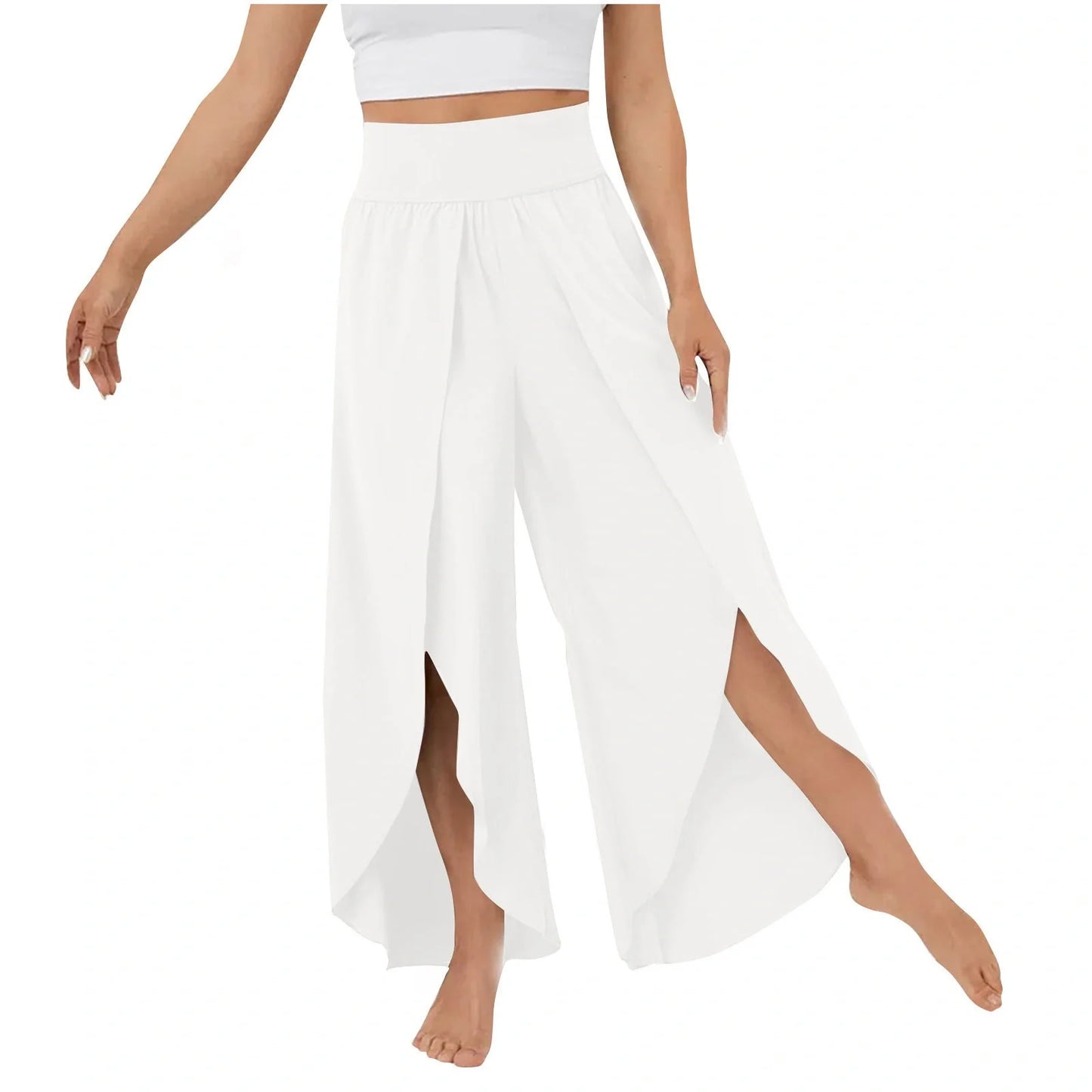 Women's summer high waist loose split yoga pants in various colours