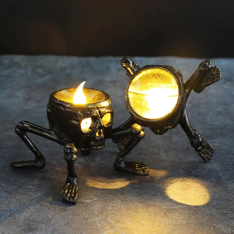 Skull-shaped Halloween lantern with LED lighting for atmospheric decor