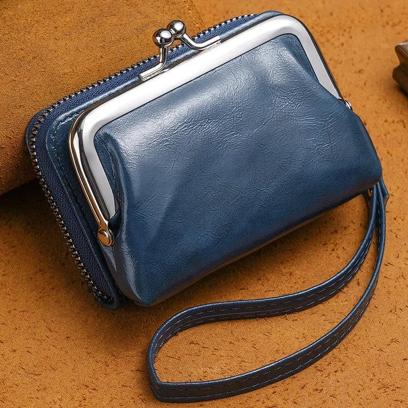 Ladies buckle coin purse with 4-inch metal clip closure in five colour options