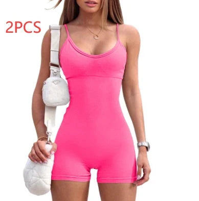 Stylish spaghetti strap workout jumpsuit for women in various vibrant colors