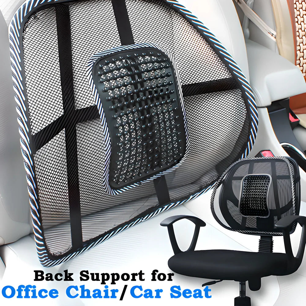 Ergonomic 2-in-1 Car Seat and Office Chair Mesh Lumbar Support with adjustable strap and breathable mesh material
