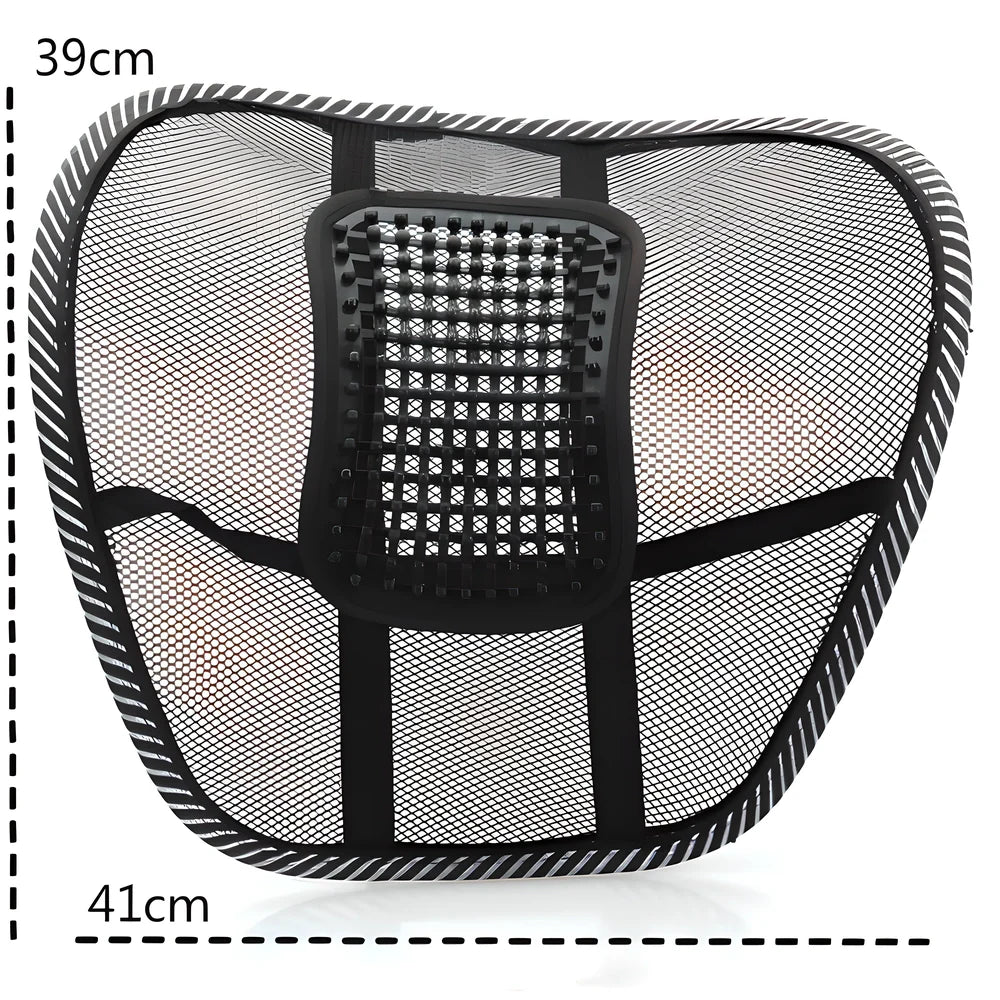 Ergonomic 2-in-1 Car Seat and Office Chair Mesh Lumbar Support with adjustable strap and breathable mesh material