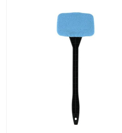 Extendable car window cleaning brush with microfiber head and long handle for reaching tough-to-clean areas