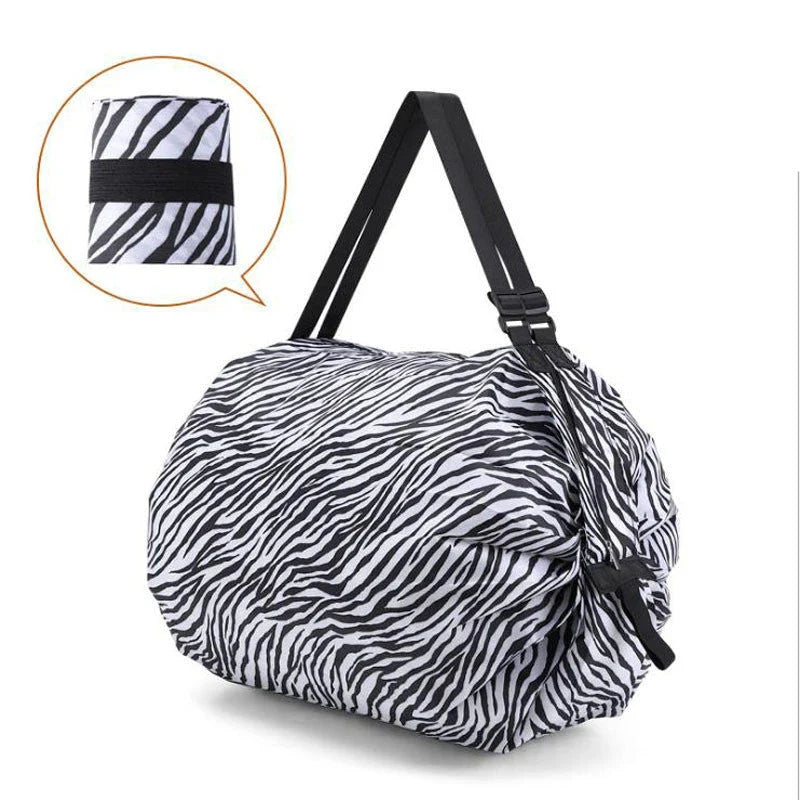 Foldable tote bag made of durable 210D Oxford cloth, featuring various stylish color patterns for versatile use