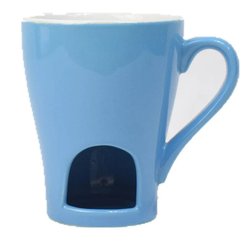 Versatile ceramic mugs in blue and blue-pink colors, suitable for hot and cold food and beverage preparations