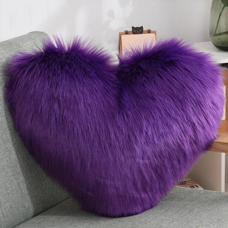 Soft, plush heart-shaped decorative throw pillow covers in various colors for living room and bedroom decor