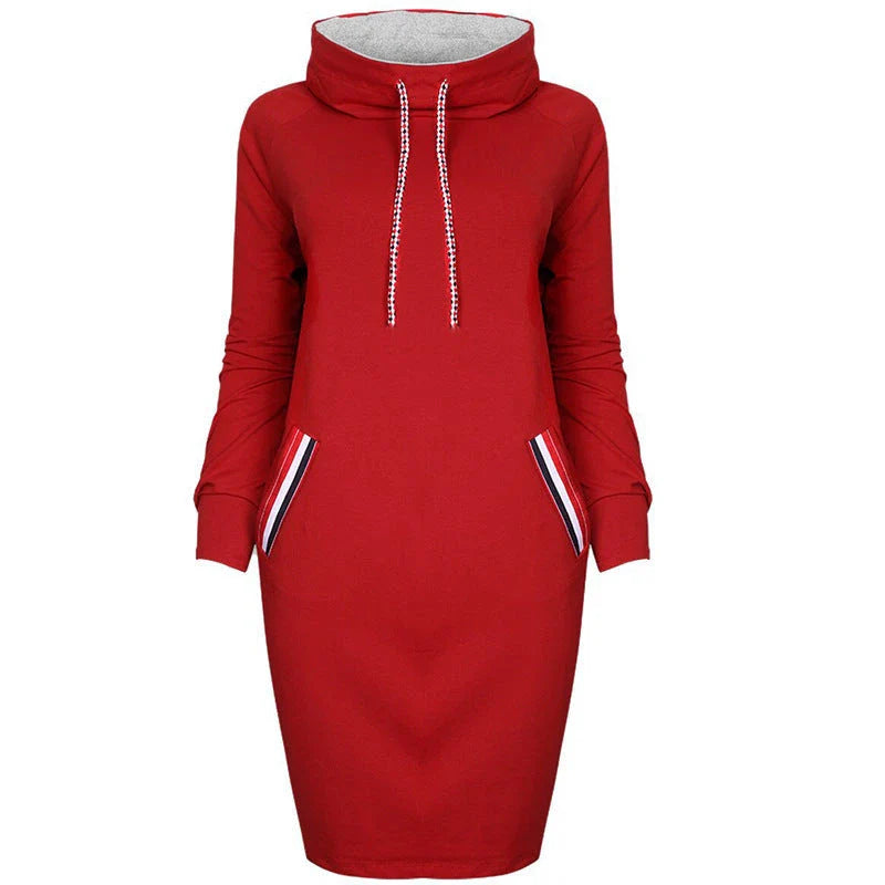 A high-collar long sleeve dress in various colors for casual and party wear
