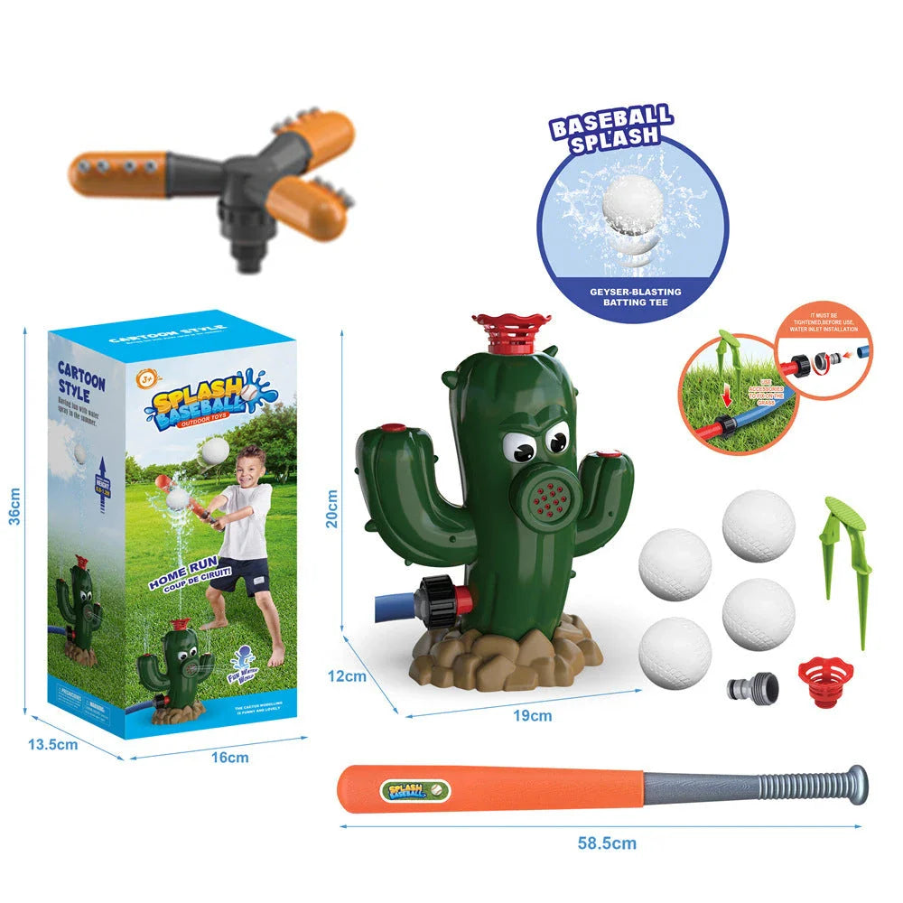 Playful backyard water sprinkler with adorable cactus design, perfect for summer fun and outdoor entertainment