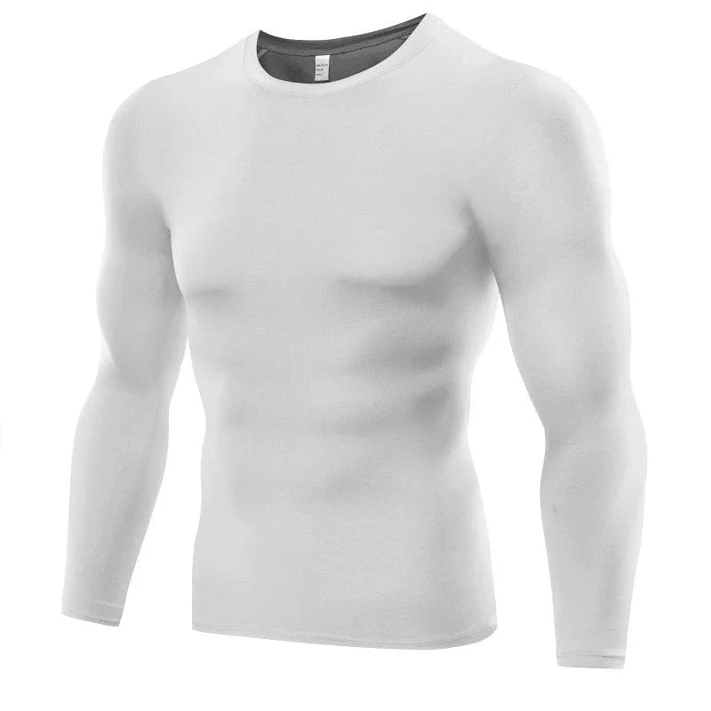 Men's Compression Long Sleeve Workout Tee in various colors and sizes