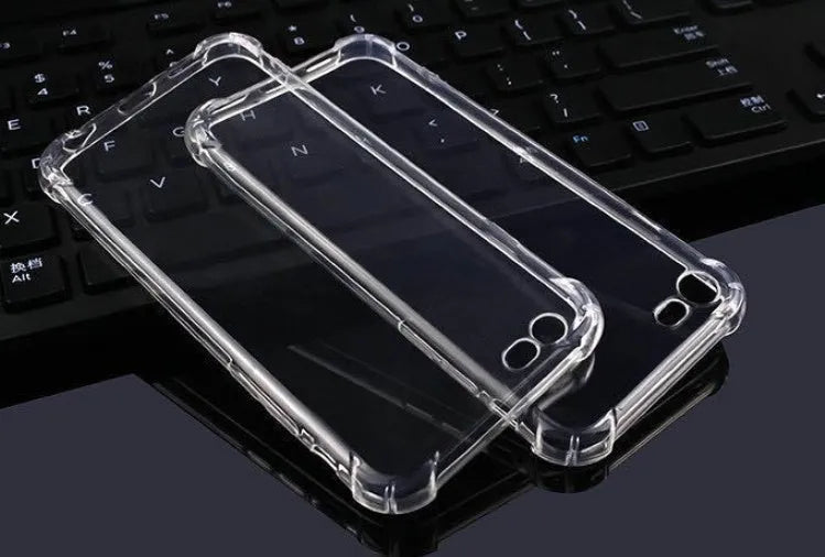 Transparent TPU iPhone case showing phone through clear material with 1.2mm slim profile