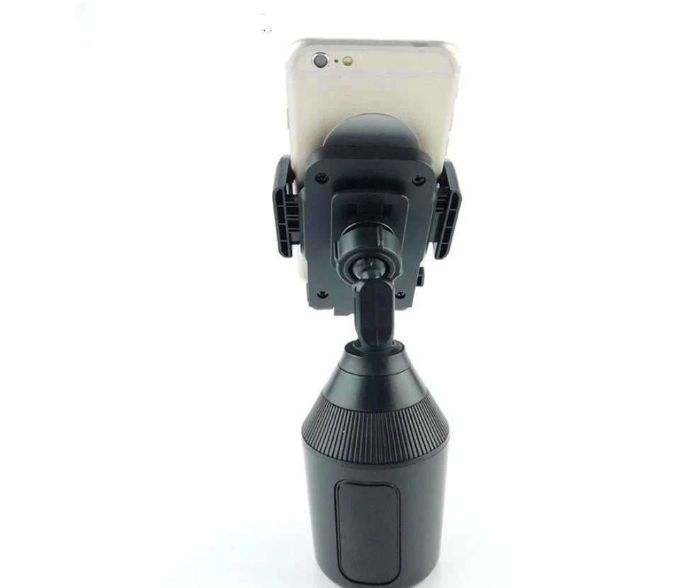 Versatile car cup holder and phone mount with 360-degree rotation and durable ABS construction