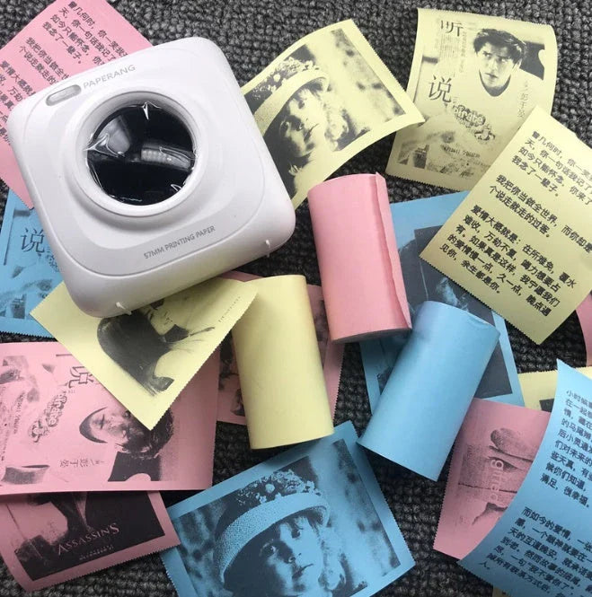 Compact Bluetooth thermal printer for instant photo printing, with wireless connectivity and customizable templates
