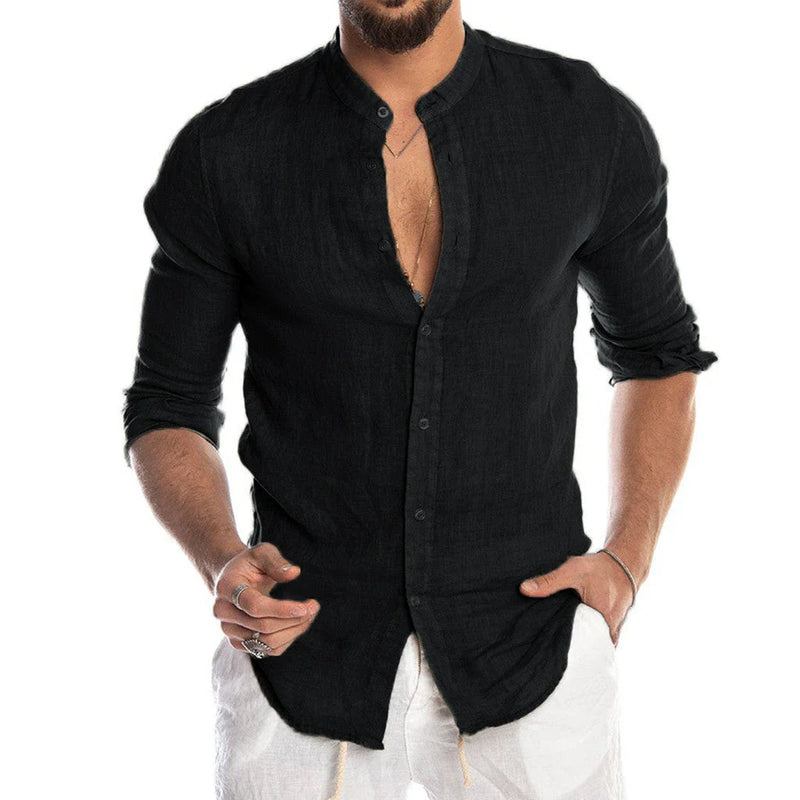 Homeenjoy Stylish Men's Linen Button-Down Shirt