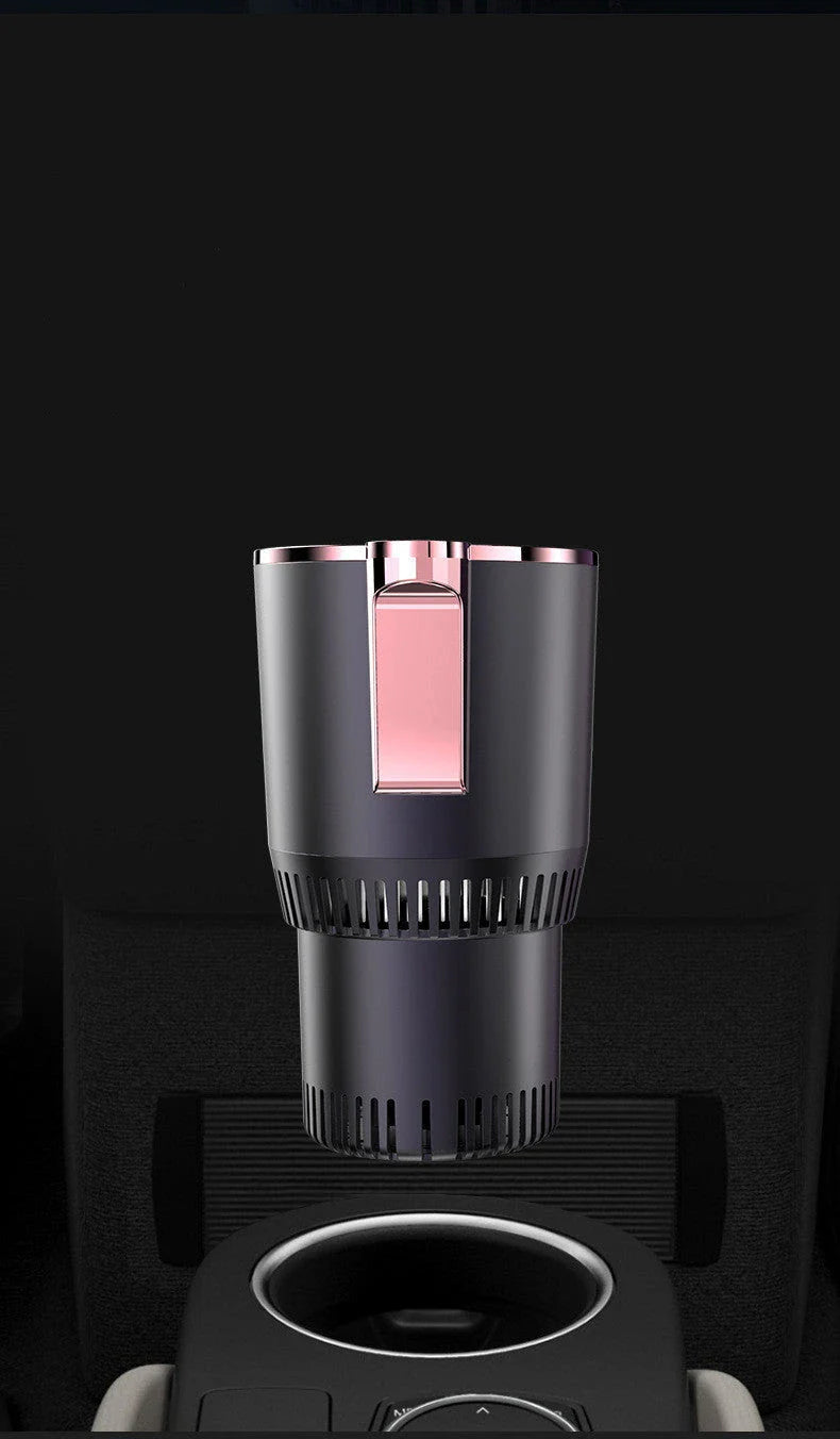 Versatile car cup holder with digital temperature control, non-slip design, and the ability to keep drinks hot or cold on the go