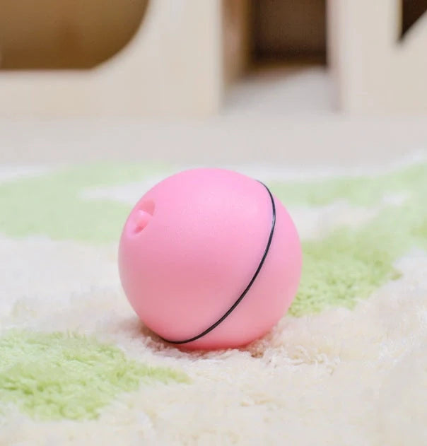 Robotic ball with LED lights and automatic 360-degree rotation, designed to captivate and entertain cats