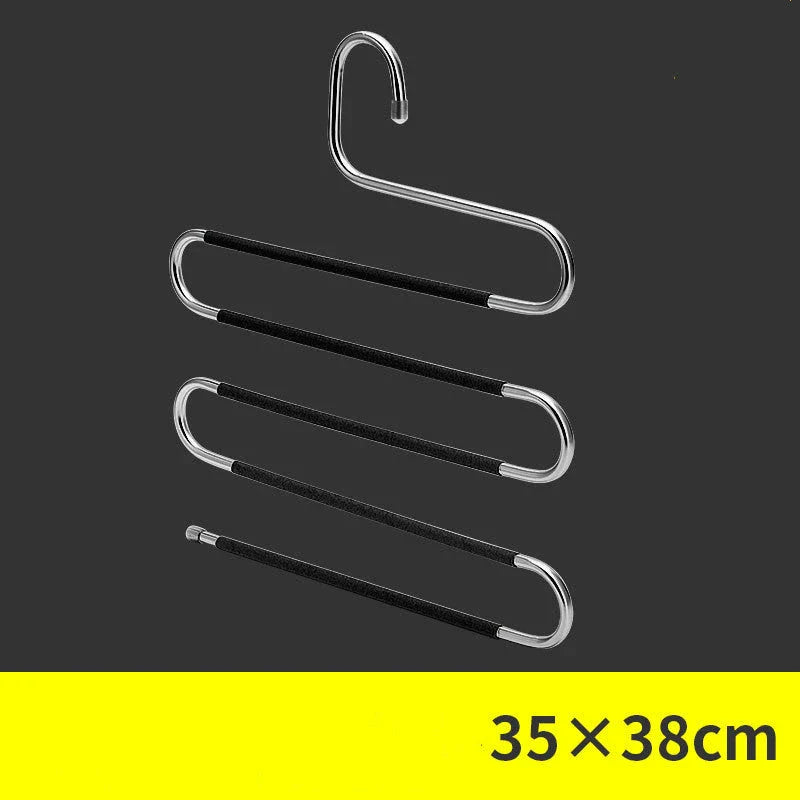 Adjustable 5-Tier Pants Rack in stainless steel with non-slip coating for space-saving closet organization