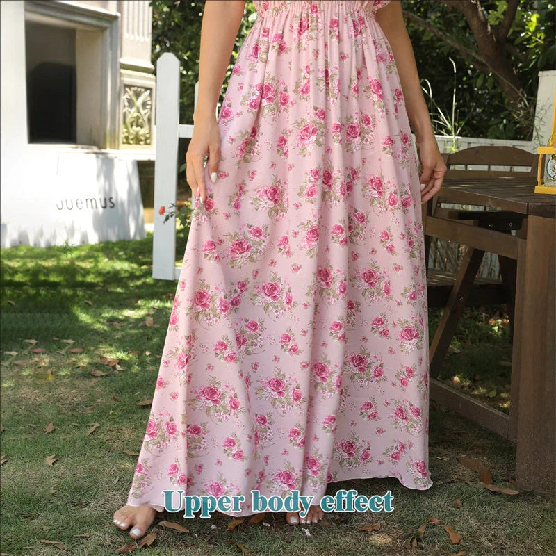 Stylish women's printed polyester dress in vibrant green