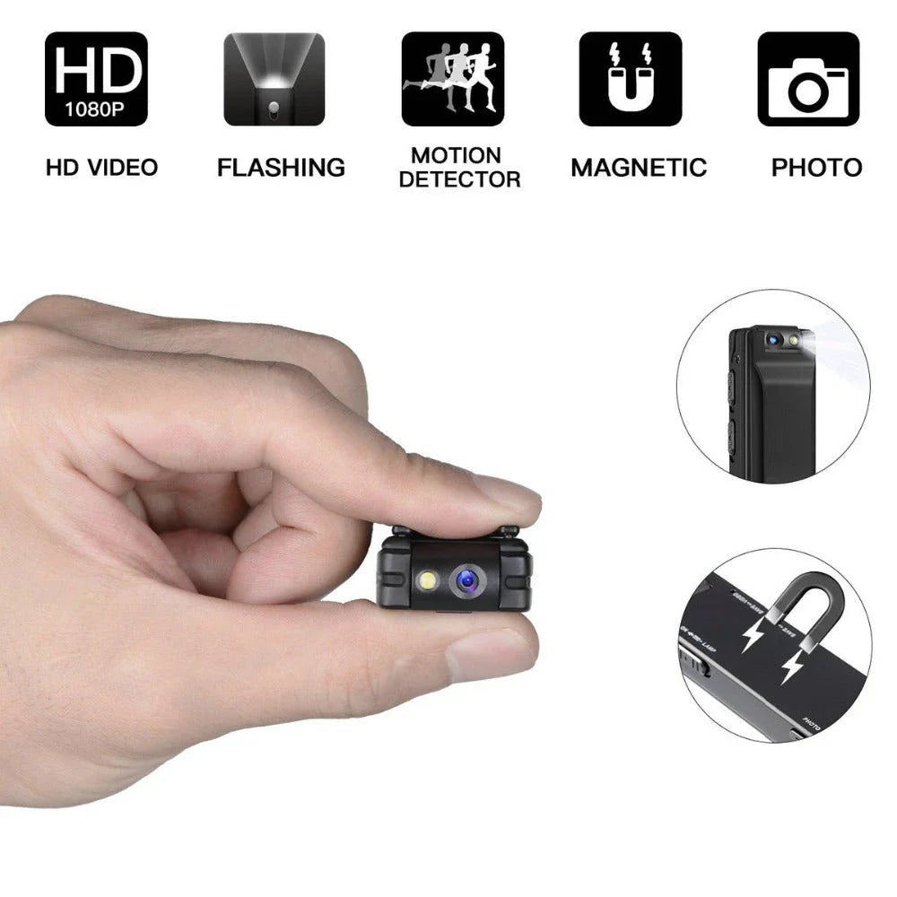 Durable magnetic digital recorder with 1080P HD video, rotating lens, and motion detection features