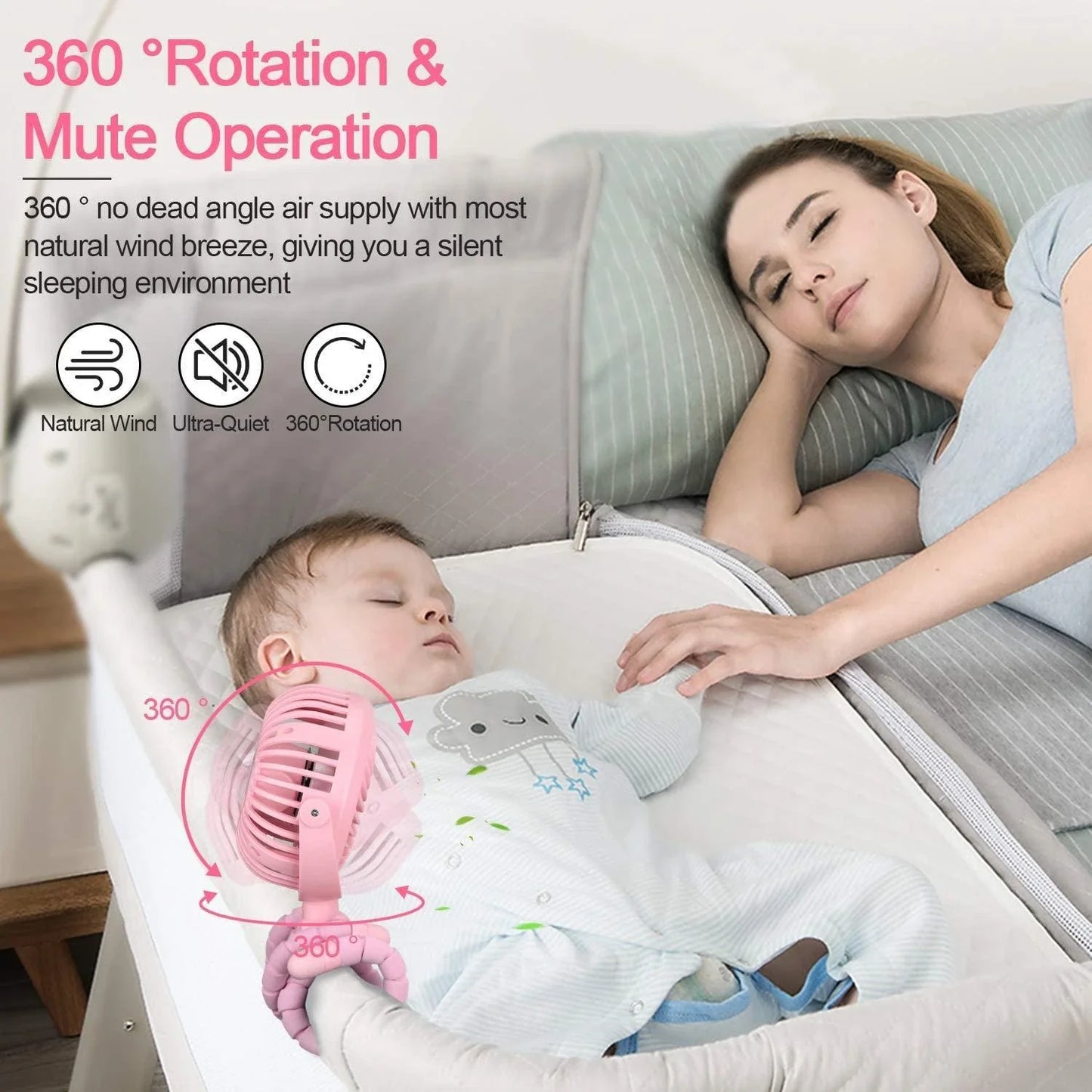 Portable desk fan with cute animal-inspired design, adjustable 360-degree rotation, and 3 wind speed settings for customized cooling