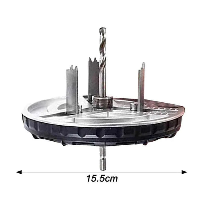 Adjustable hole cutter with infinitely adjustable diameter range and triple-blade design for precise, burr-free cuts on various materials