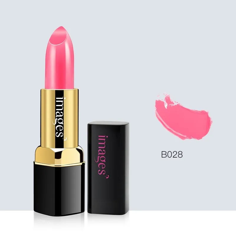 A tube of natural lipstick lip gloss in a choice of ten colours, showing a net weight of 3.8g.