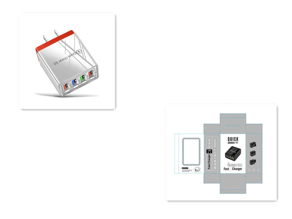 Powerful 4-Port USB Wall Charger with Quick Charge 3.0 for Phones and Tablets