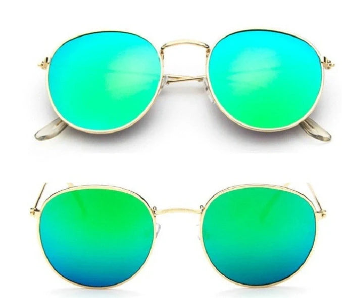 Stylish retro sunglasses for women with metal frame and glass lenses