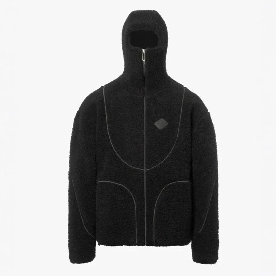 Men's hooded sweatshirt jacket with patchwork design in classic colors