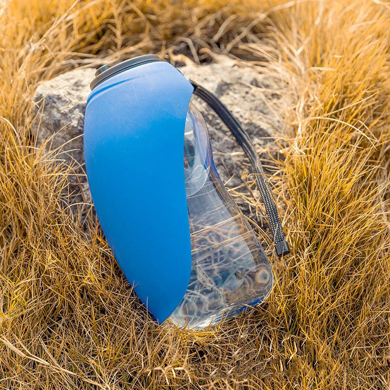 Portable pet water bottle with drinking bowl for small and large dogs in various colors