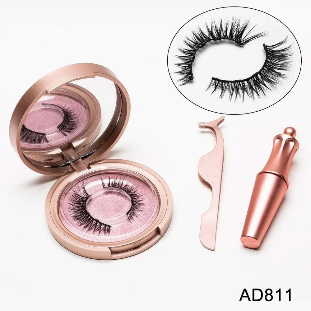 Magnetic Lash and Eyeliner Set with Premium Faux Mink Lashes, Magnetic Eyeliner, and Applicator Tools