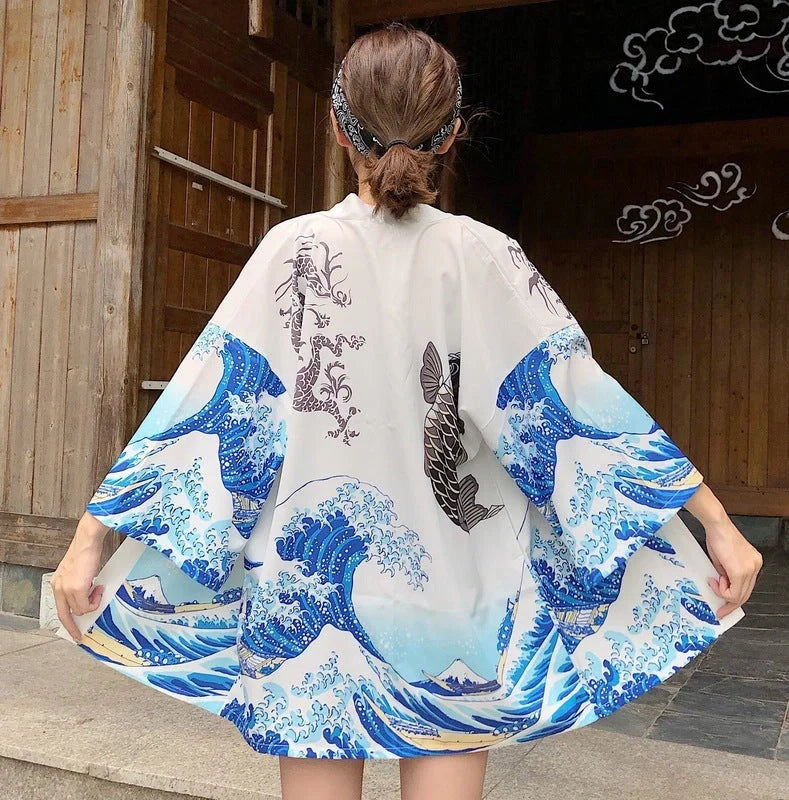 Stylish summer sun protection cotton shirt with geometric pattern