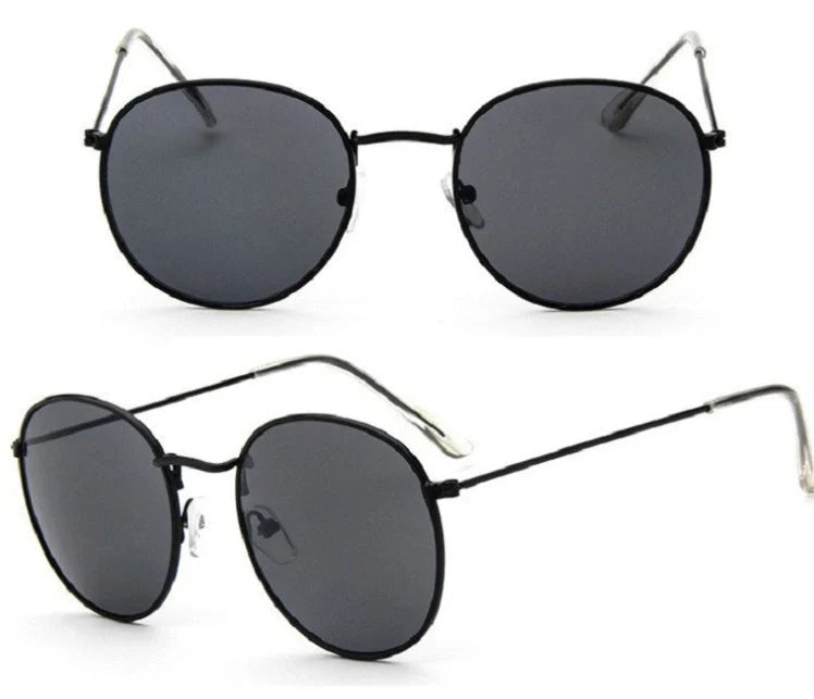 Stylish retro sunglasses for women with metal frame and glass lenses