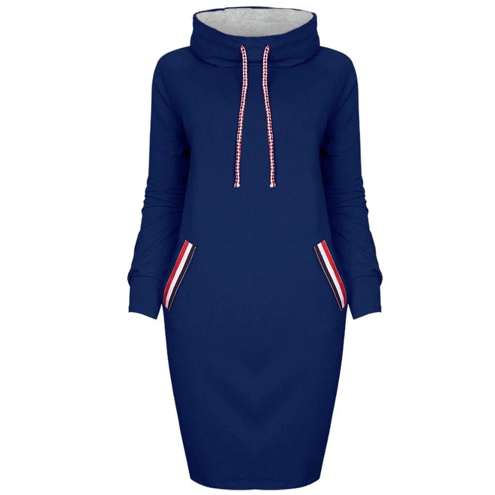A high-collar long sleeve dress in various colors for casual and party wear