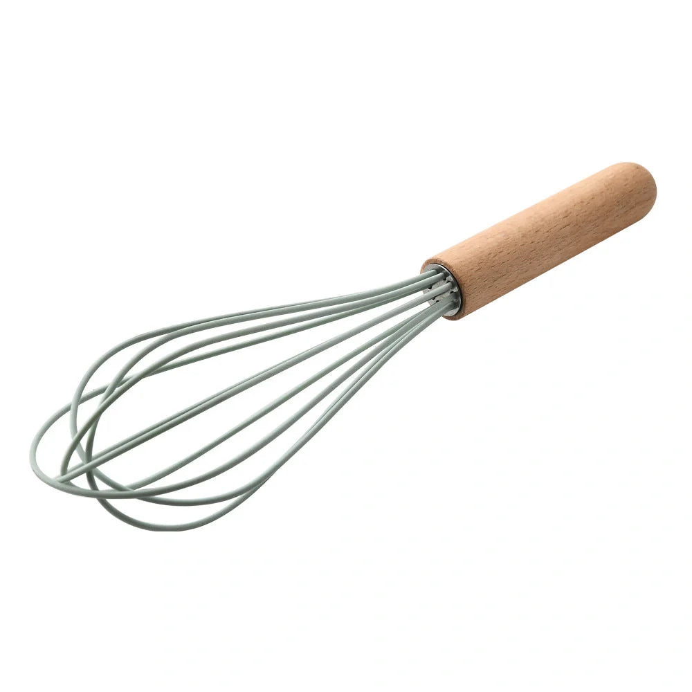 Premium silicone kitchenware set with wooden handle, ideal for cooking and baking