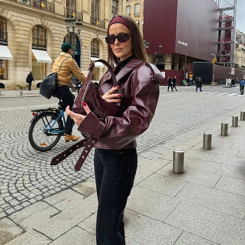 Stylish leather jacket in a range of classic British colours, featuring a unique cropped design and soft, supple material for all-day comfort