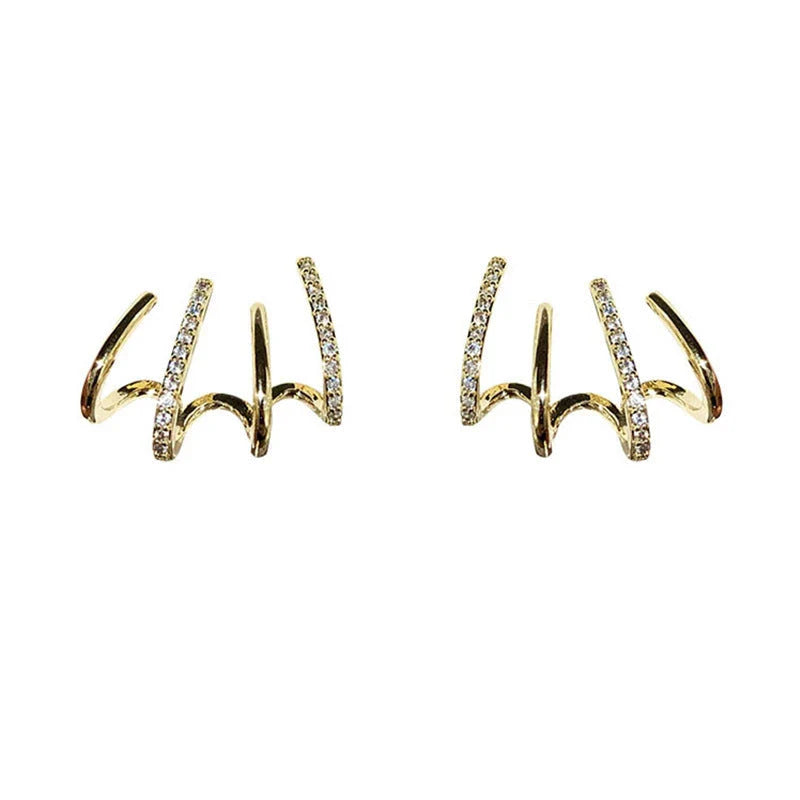 Pair of 925 sterling silver earrings with four-prong zircon stone settings in a geometric design