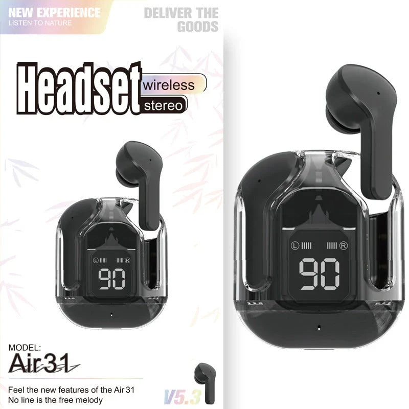 Wireless Bluetooth Earbuds with Digital Display, Noise Reduction, and Long Battery Life
