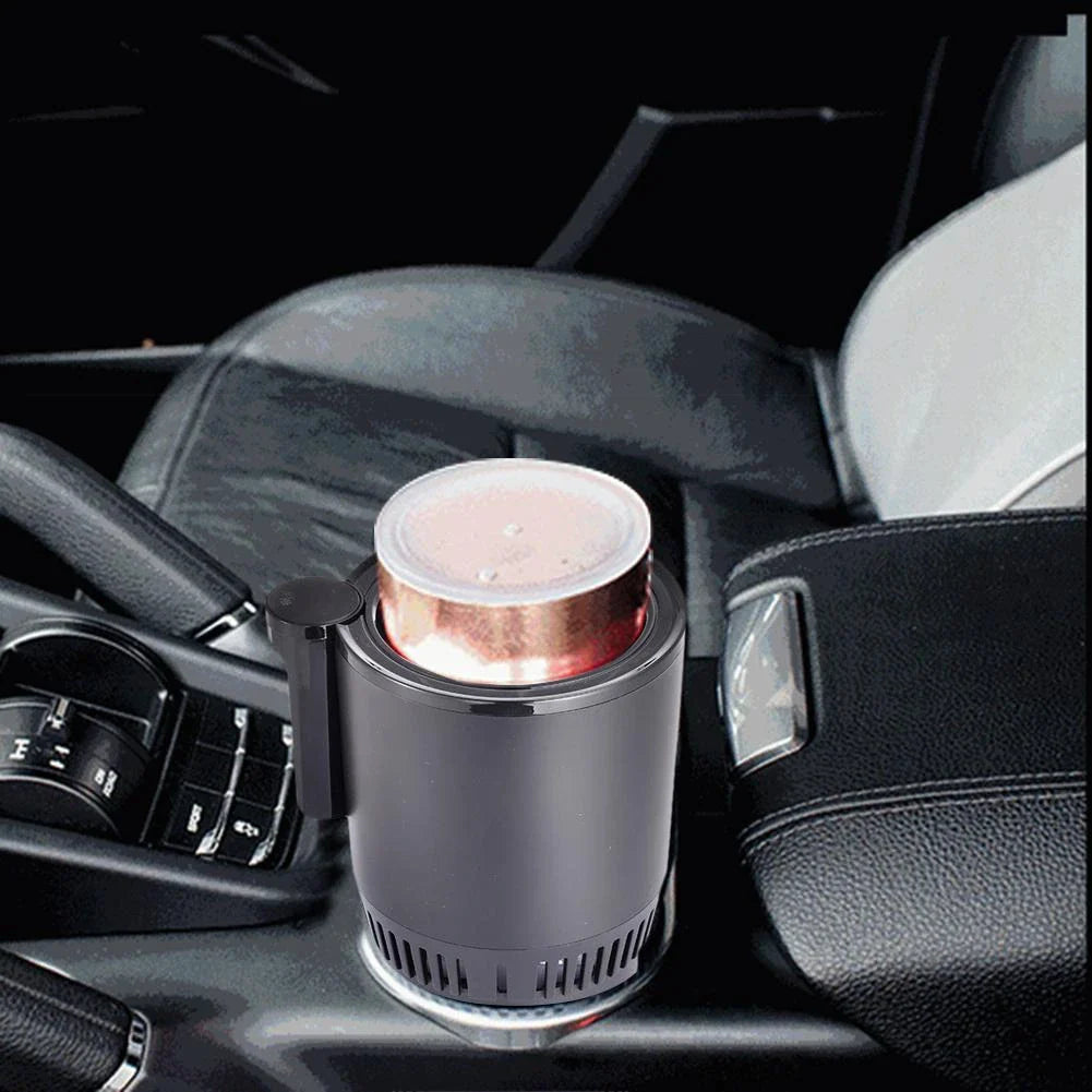 Versatile car cup holder with digital temperature control, non-slip design, and the ability to keep drinks hot or cold on the go