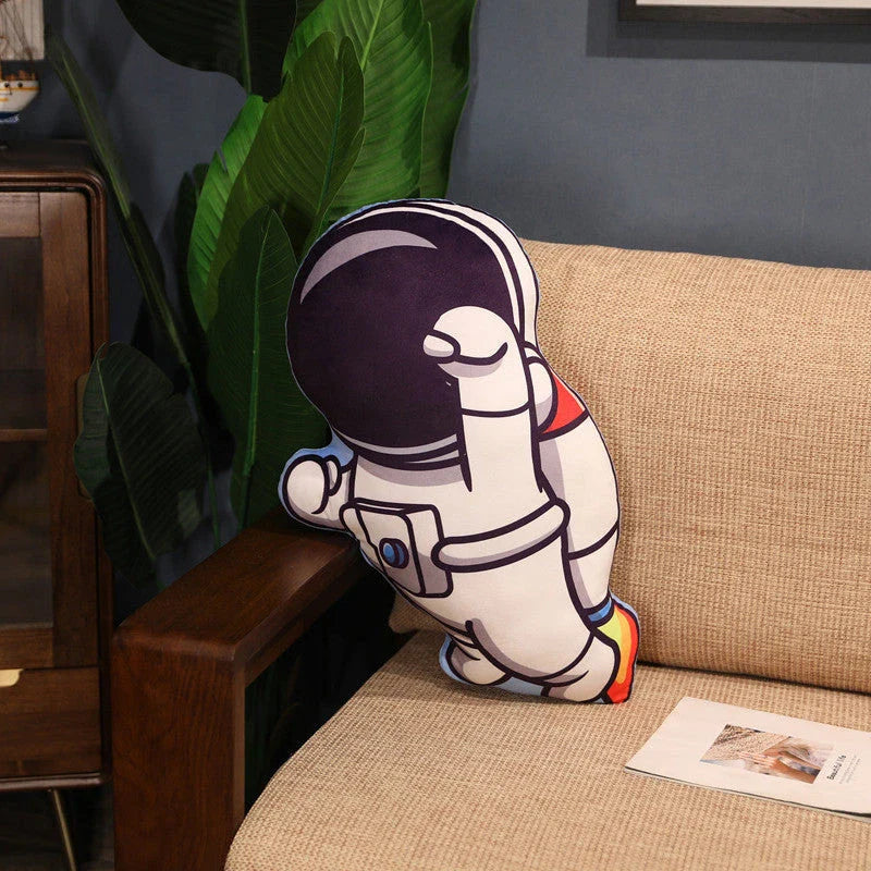 Plush Astronaut Pillows - Soft Spacecraft Nap Cushions for Kids' Bedrooms