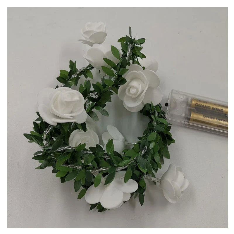 Rose Flower Vine String Lights with Warm White LED Bulbs for Cozy Home Decor