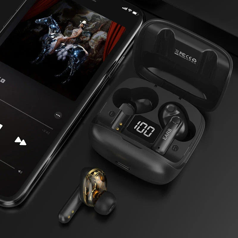 Wireless Bluetooth Earbuds with Digital Display, Noise Reduction, and Long Battery Life