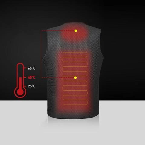 Outdoor heated vest for riding, skiing, and fishing activities with electric heating technology and durable construction