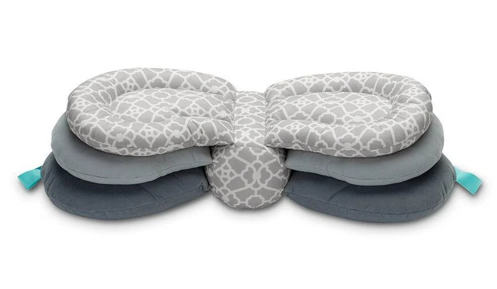 Adjustable breastfeeding pillow with soft, plush fill and rectangular shape for comfortable nursing