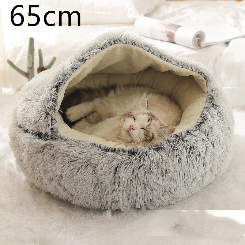Cozy All-in-One Pet Bed in various colors and sizes, providing a plush and comfortable retreat for cats and dogs