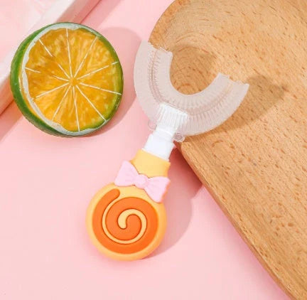 U-Shaped Soft Rubber Toothbrushes for Kids in Vibrant Colors