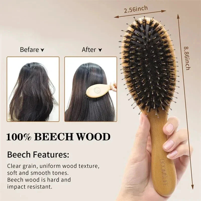 Homeenjoy UK Boar Bristle Wooden Hair Brush
