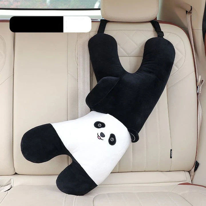 Cute Y-Shape Kids Travel Safety Pillow in Panda Design - Soft Plush Fabric and High-Quality Cotton Filling for Optimal Neck and Head Support During Travel