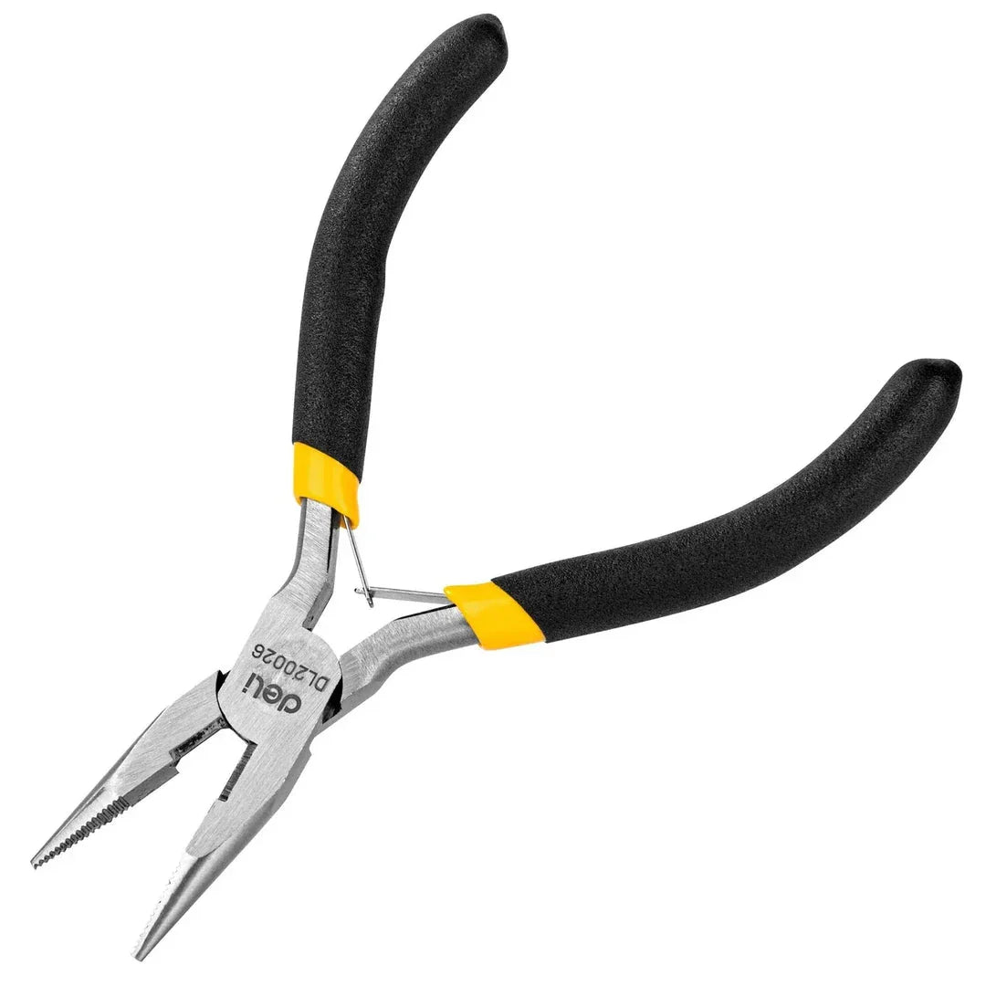 5-inch mini long nose pliers with wire cutting capabilities, made from high-quality carbon steel for durability and precision
